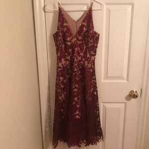 Dress The Population - Maroon Blair Dress Medium